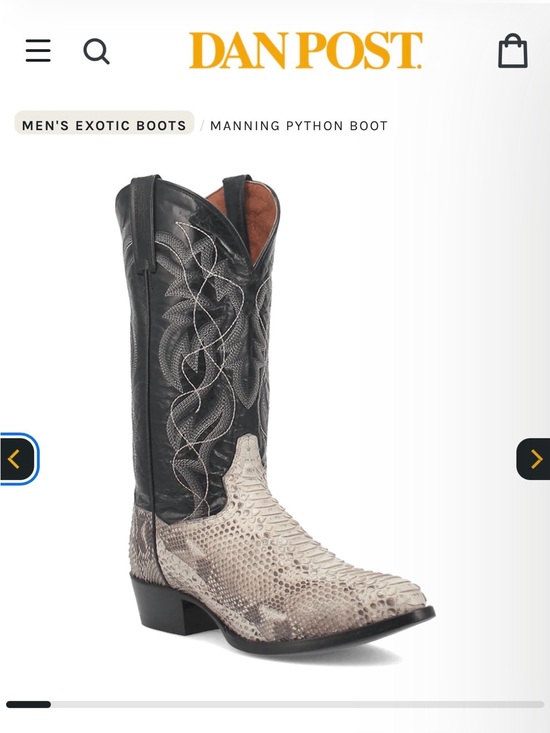 Dan Post Other - Dan Post Black Shaft with Natural Python Toe Western Boot Size 12